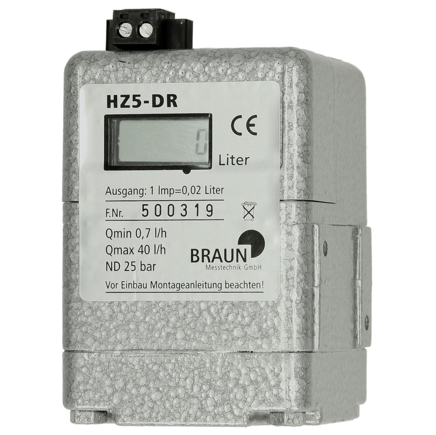 Heizölzähler Braun HZ 5 DR LCD-Digitalanzeige+Impulsgeber