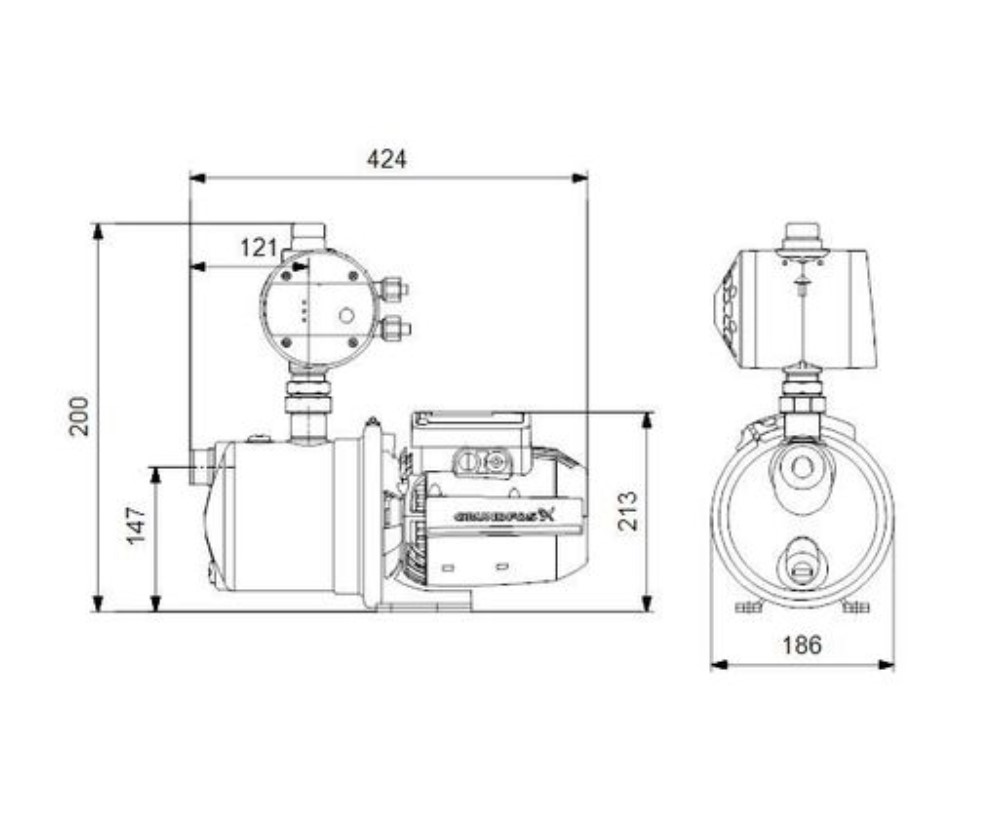 Grundfos Gartenpumpe JP 5-48 PM1, 1x230V, 50Hz, 1,5m, SCHUKO HU - 99515138