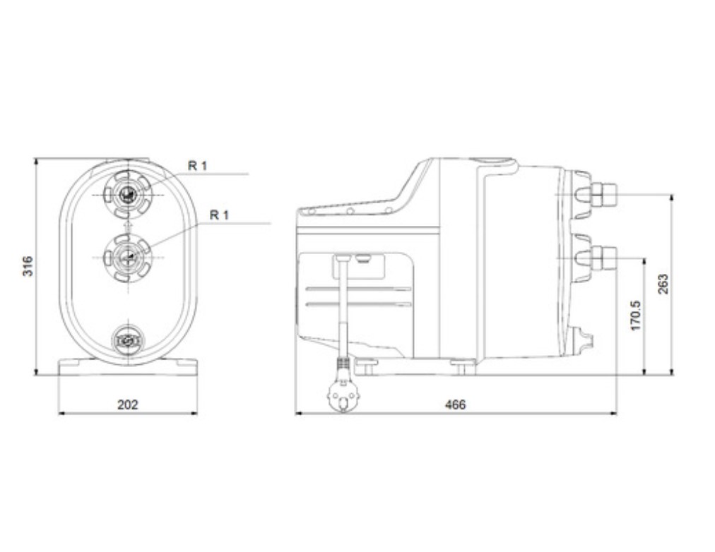 Grundfos Hauswasserwerk SCALA1 3-45, 1x230V, 50Hz, SCHUKO - 99530405