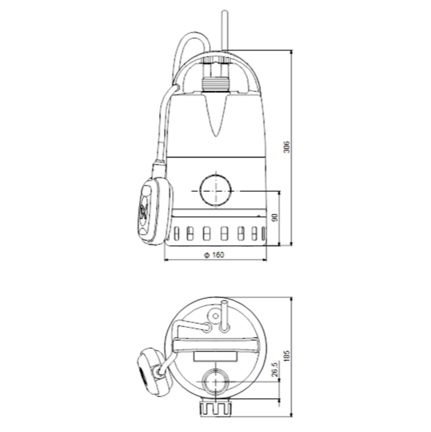 Grundfos Kellerentwässerungspumpe UNILIFT CC5-A1, 1x230V, 0,24kW, 5m Kabel - 96280966