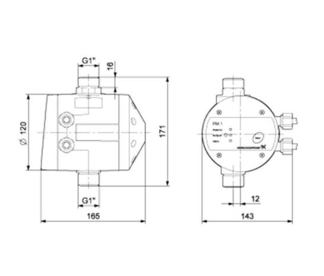 Grundfos Drucksteuerung PM1, 1,5 bar, 230V, Basisausführung - 96848693