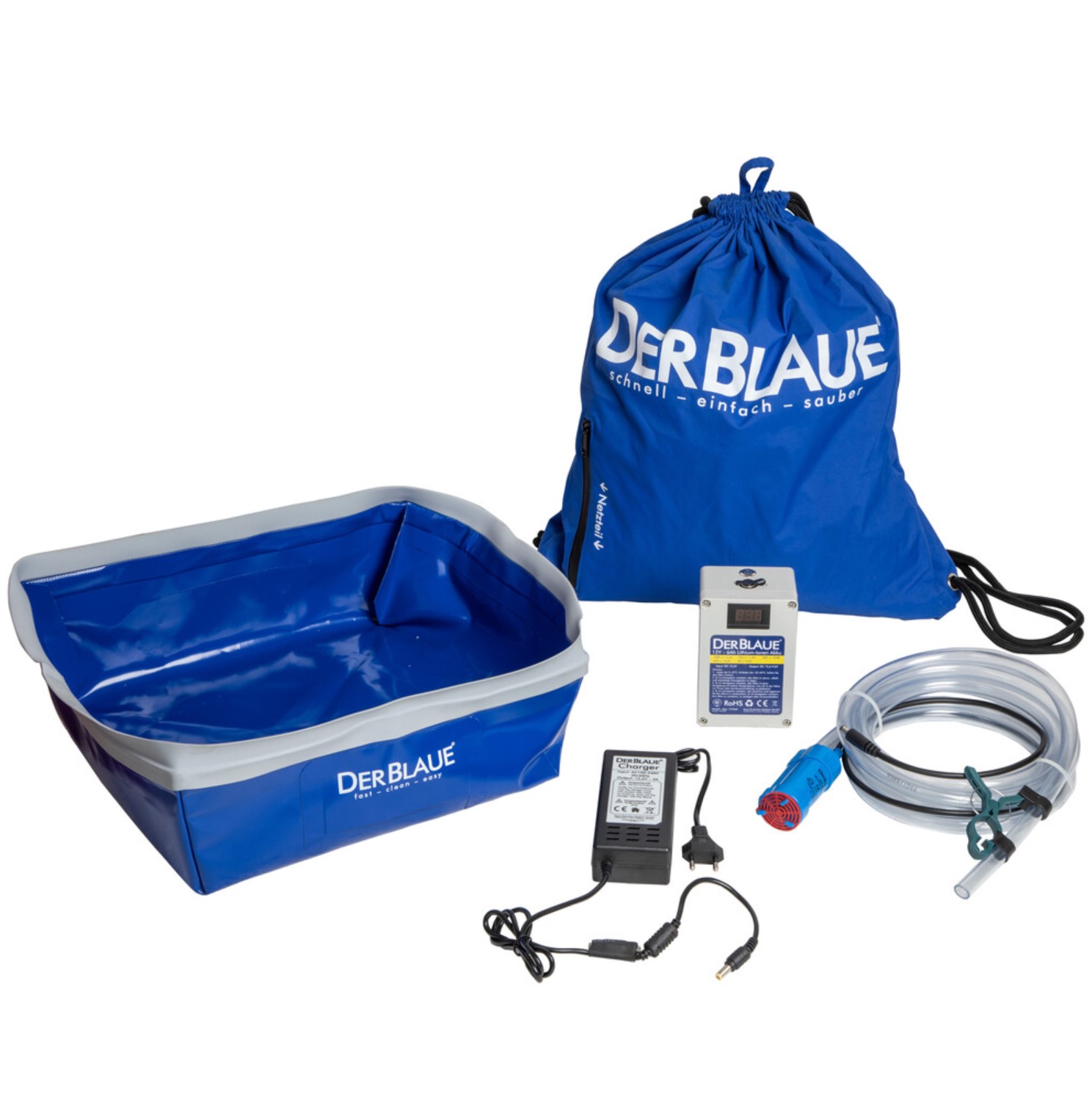 DER BLAUE Set Wanne , Pumpe, Akku und Netzteil - 13002