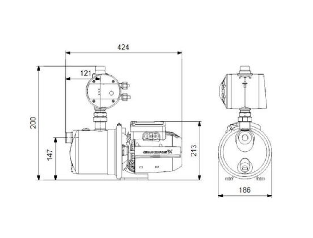 Grundfos Gartenpumpe JP 4-54 PM1, 1x230V, 50Hz, 1,5m, SCHUKO HU - 99515137