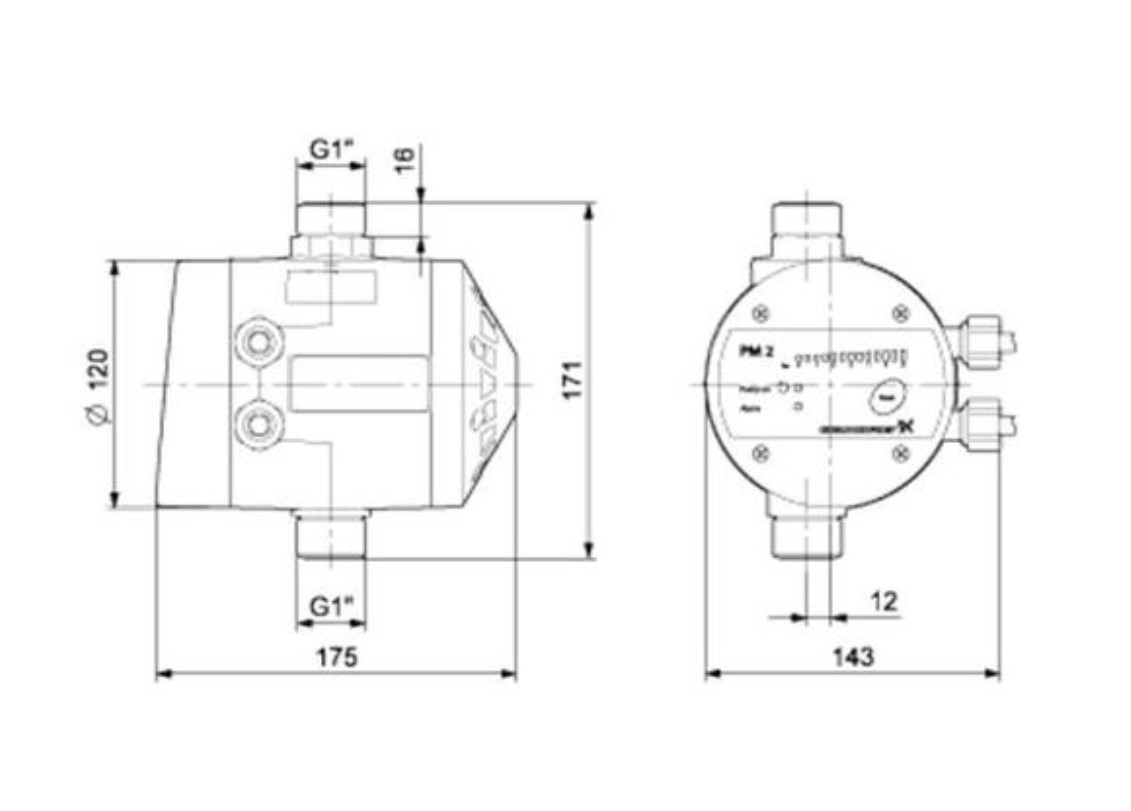 Grundfos Drucksteuerung PM2, 1,5 - 5,0 bar, 230V, Allround-Ausführung - 96848740