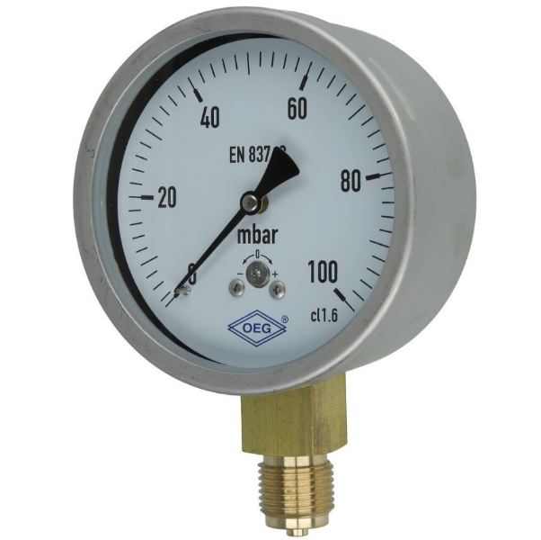 Kapselfedermanometer Gas 0 - 100 mbar